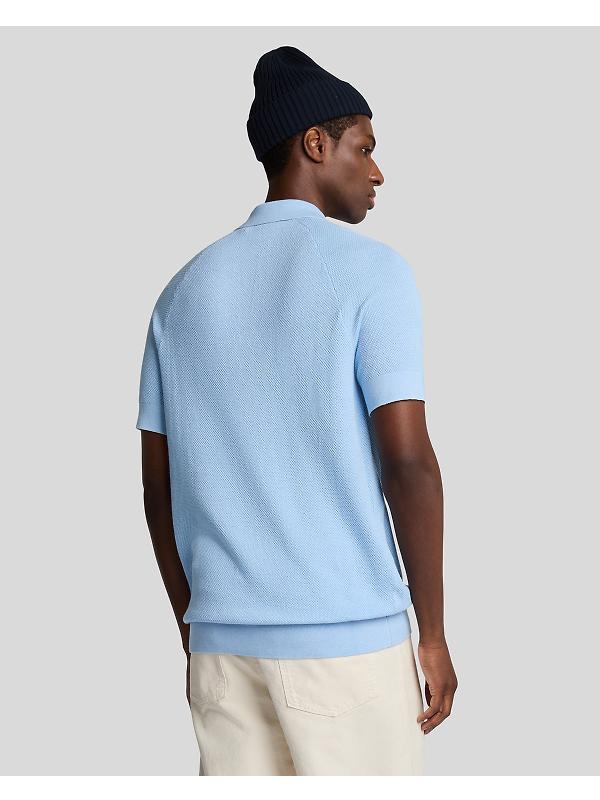 Lyle & Scott Men's Linen Blend Knitted Polo Shirt - Light Blue Image 4
