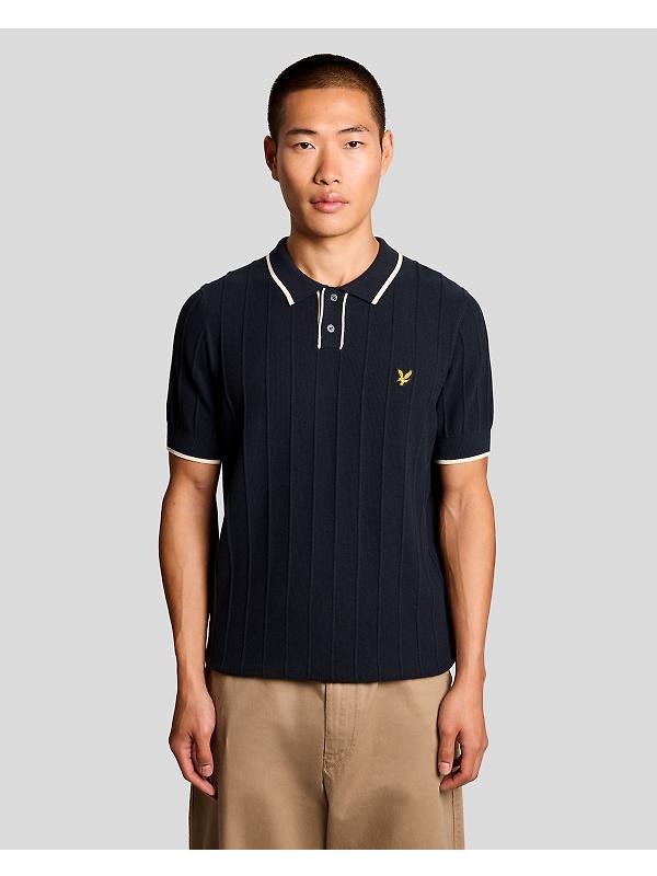 Lyle & Scott Men's Tipped Pique Knitted Polo Shirt - Dark Navy Image 2