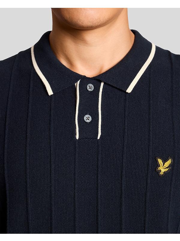 Lyle & Scott Men's Tipped Pique Knitted Polo Shirt - Dark Navy Image 4