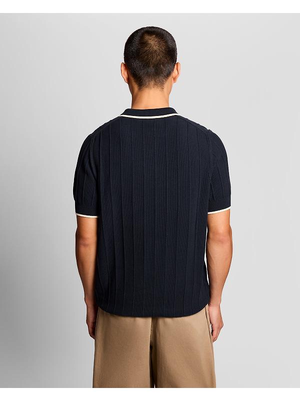 Lyle & Scott Men's Tipped Pique Knitted Polo Shirt - Dark Navy Image 5