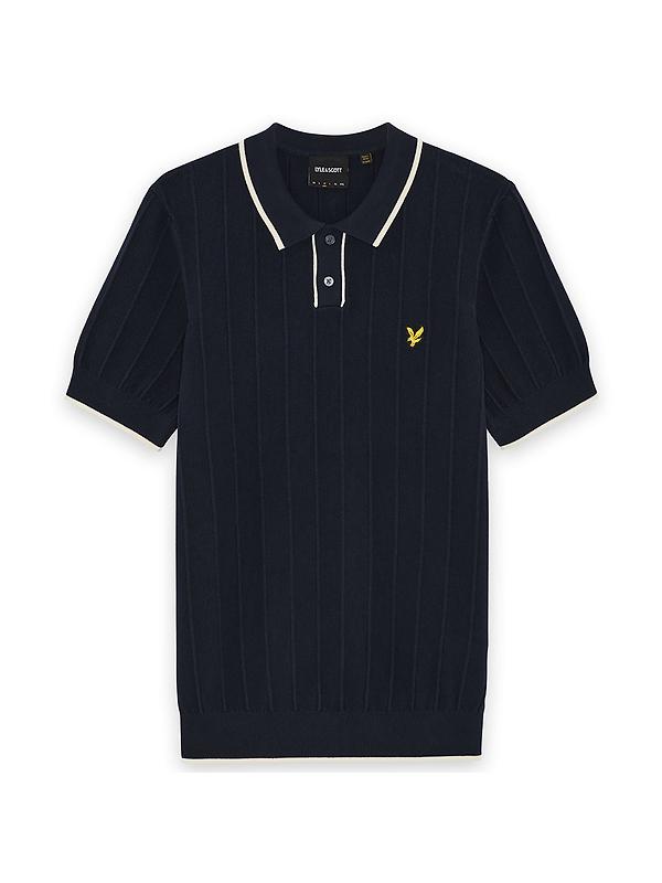 Lyle & Scott Men's Tipped Pique Knitted Polo Shirt - Dark Navy Image 1