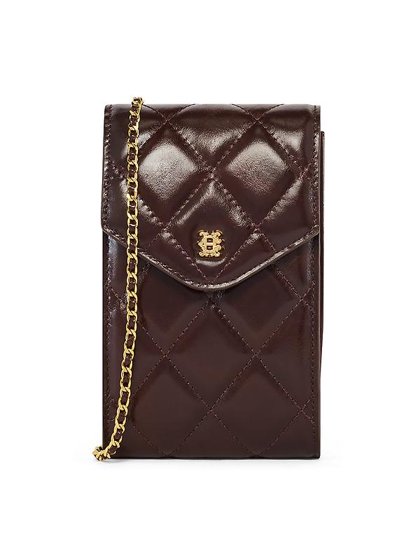 Holland Cooper Women's Knightsbridge Quilted Phone Pouch - Rich Chocolate Leather Image 1