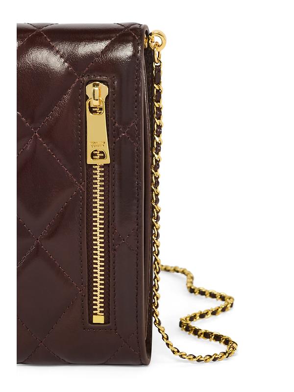Holland Cooper Women's Knightsbridge Quilted Phone Pouch - Rich Chocolate Leather Image 6