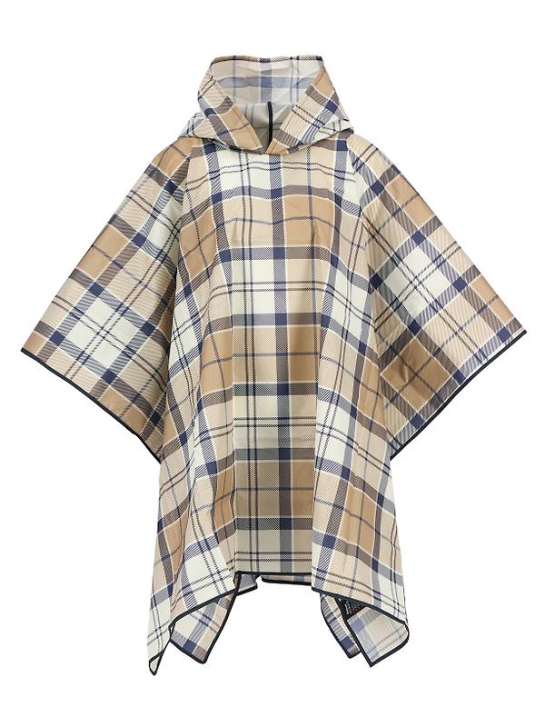 Barbour Women's Portree Tartan Poncho - Hessian/Navy Tartan Image 8