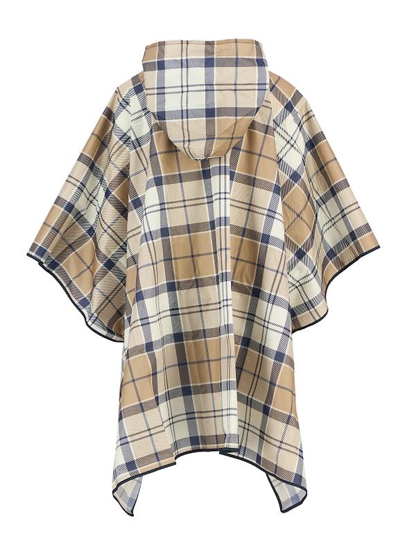 Barbour Women's Portree Tartan Poncho - Hessian/Navy Tartan Image 5