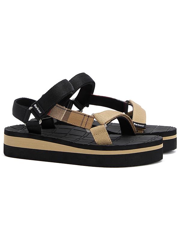 Barbour Women's Mila Sandals - Black/Dress Tartan Product Image