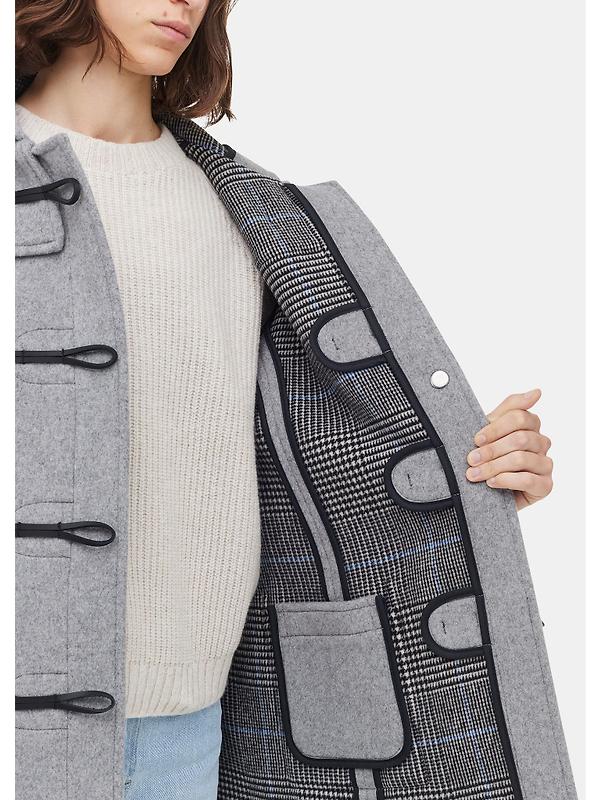 Gloverall Women's Short Slim Fit Freda Duffle Coat Silver Prince of Wales Image 4