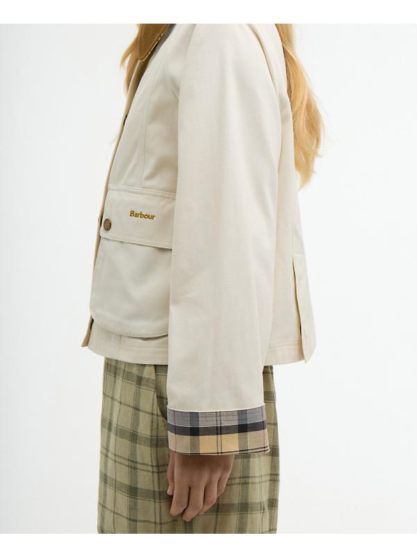 Barbour Women's Cropped Beadnell Casual Jacket - Light Pearl/Dress/Beige Image 7