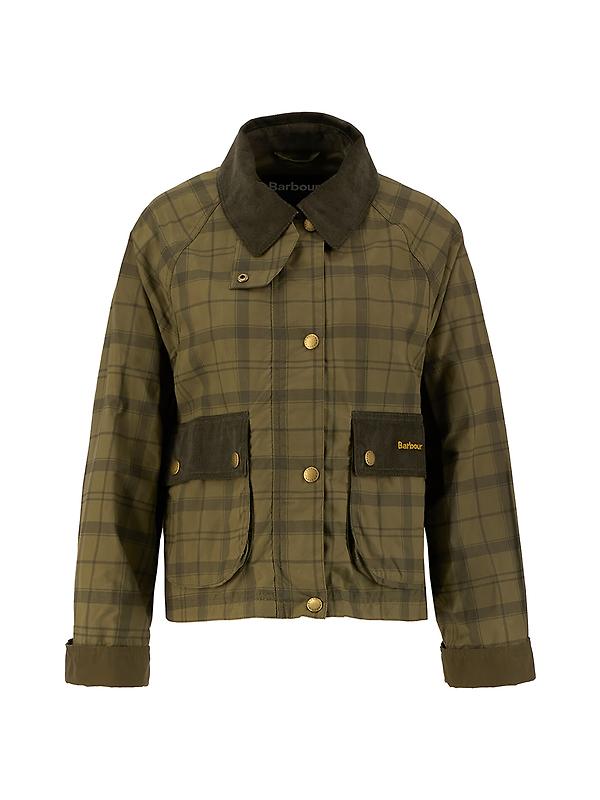 Barbour Women's Tartan Cropped Beadnell Casual Jacket - Dusky Green Tartan/Highland Image 1