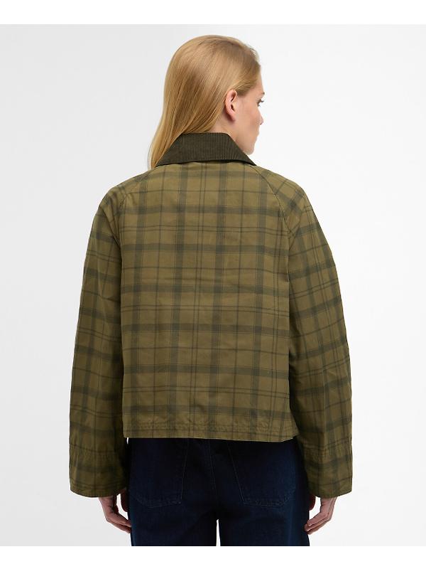 Barbour Women's Tartan Cropped Beadnell Casual Jacket - Dusky Green Tartan/Highland Image 4