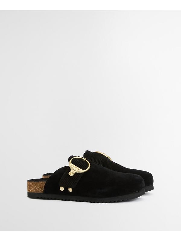 Barbour Women's Kyra Closed Toe Sandals - Black Suede Image 9