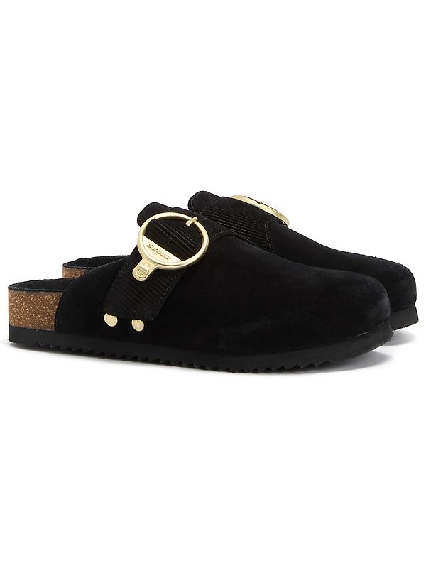 Barbour Women's Kyra Closed Toe Sandals - Black Suede Image 1