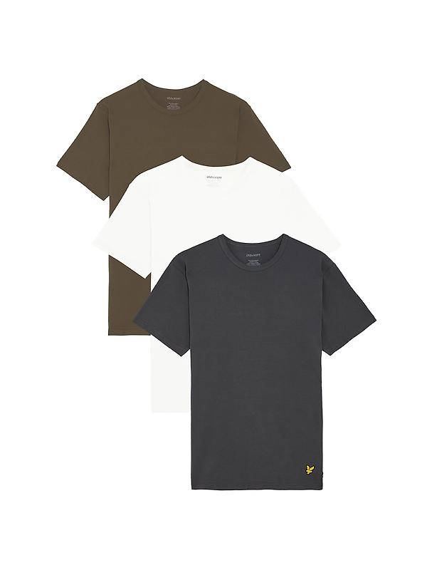 Lyle & Scott Men's Basic 3 Pack T-Shirt - White/ Olive/ Gunmetal Image 1