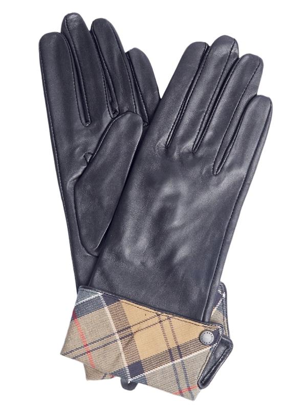 Product image of Barbour Women's Lady Jane Leather Gloves - Black/Dress Tartan
