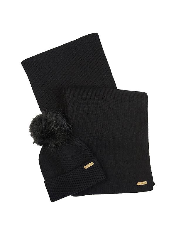 Barbour International Women's Mallory Beanie & Scarf Gift Set - Classic Black Image 1