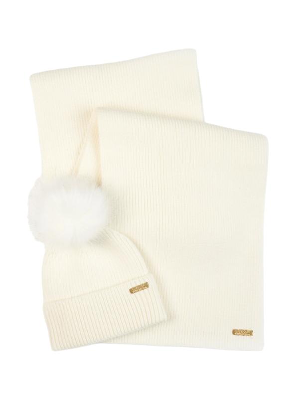 Product image of Barbour International Women's Mallory Beanie & Scarf Gift Set - Optic White