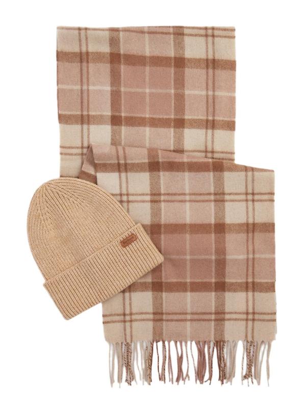 Product image of Barbour Women's Aubrey Beanie & Scarf Gift Set - Camel