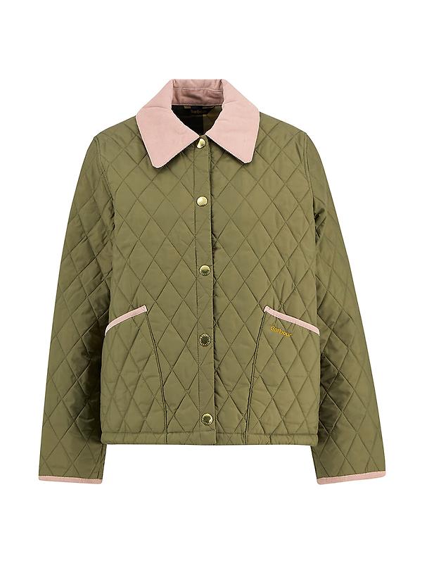 Barbour Women's Icons Cropped Liddesdale Quilted Jacket - Bleached Olive/Ancient/Gardenia Image 1