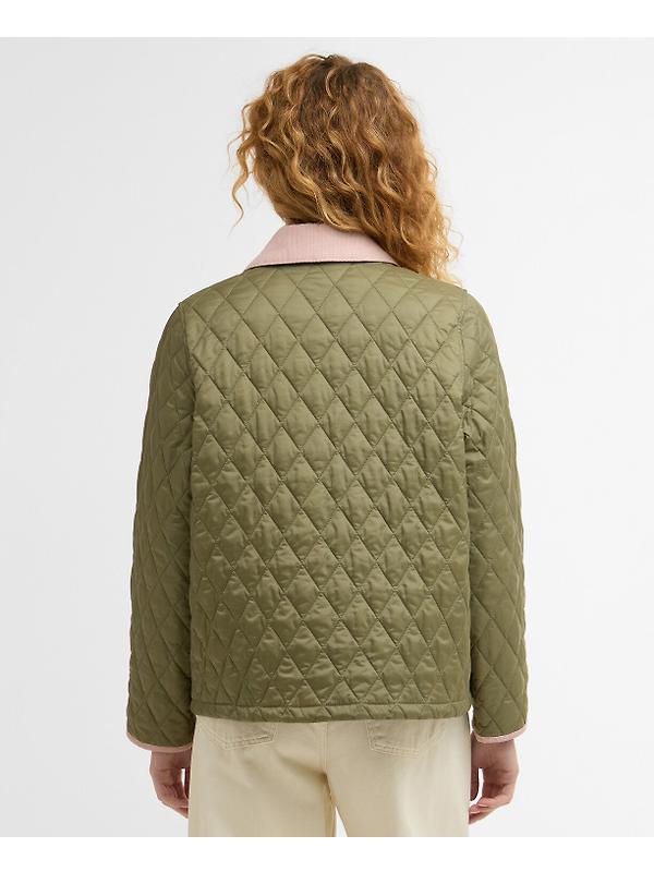 Barbour Women's Icons Cropped Liddesdale Quilted Jacket - Bleached Olive/Ancient/Gardenia Image 4