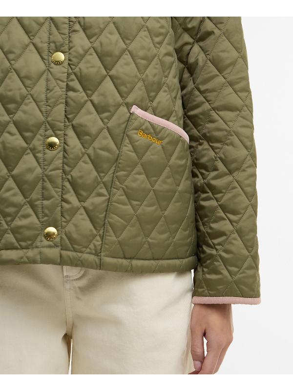 Barbour Women's Icons Cropped Liddesdale Quilted Jacket - Bleached Olive/Ancient/Gardenia Image 5