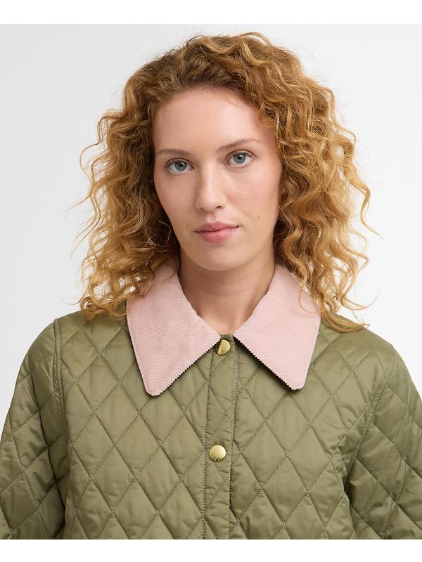 Barbour Women's Icons Cropped Liddesdale Quilted Jacket - Bleached Olive/Ancient/Gardenia Image 6