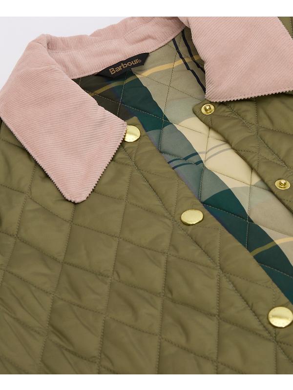 Barbour Women's Icons Cropped Liddesdale Quilted Jacket - Bleached Olive/Ancient/Gardenia Image 7