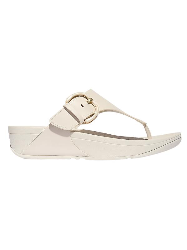 FitFlop Women's LULU Resin-Buckle Leather Toe-Post Sandals - Paris Beige Product Image