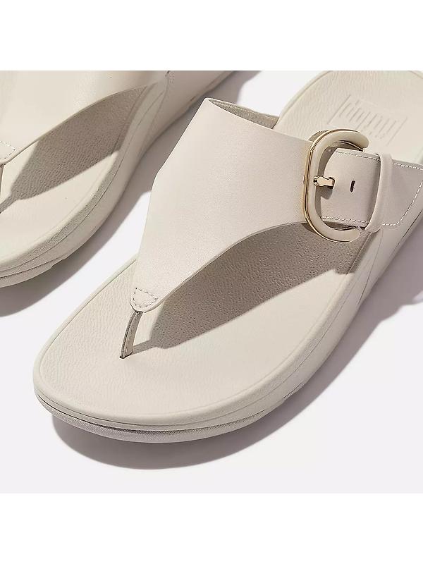 FitFlop Women's LULU Resin-Buckle Leather Toe-Post Sandals - Paris Beige Image 3