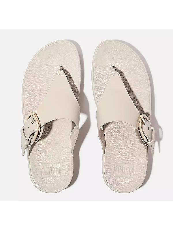 FitFlop Women's LULU Resin-Buckle Leather Toe-Post Sandals - Paris Beige Image 4