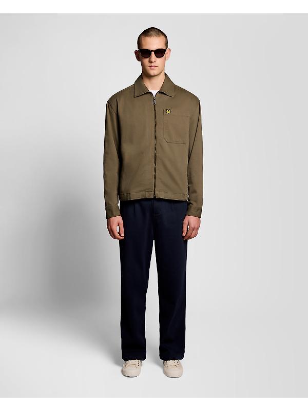 Lyle & Scott Men's Enzyme Wash Zip Through Overshirt - Khaki Ash Image 3