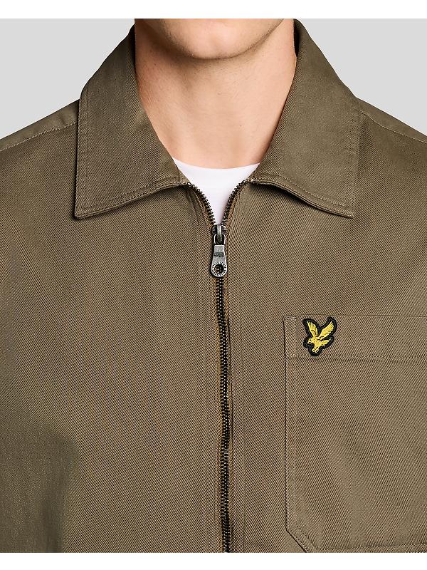 Lyle & Scott Men's Enzyme Wash Zip Through Overshirt - Khaki Ash Image 4