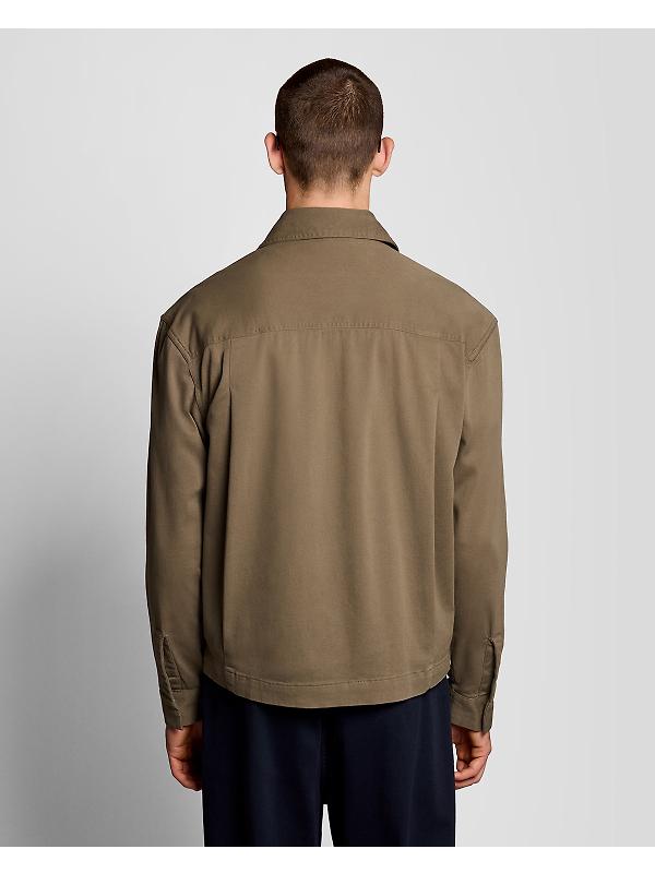 Lyle & Scott Men's Enzyme Wash Zip Through Overshirt - Khaki Ash Image 5