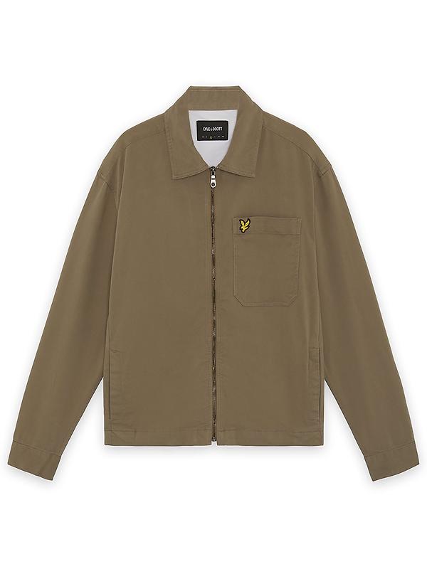 Lyle & Scott Men's Enzyme Wash Zip Through Overshirt - Khaki Ash Image 1