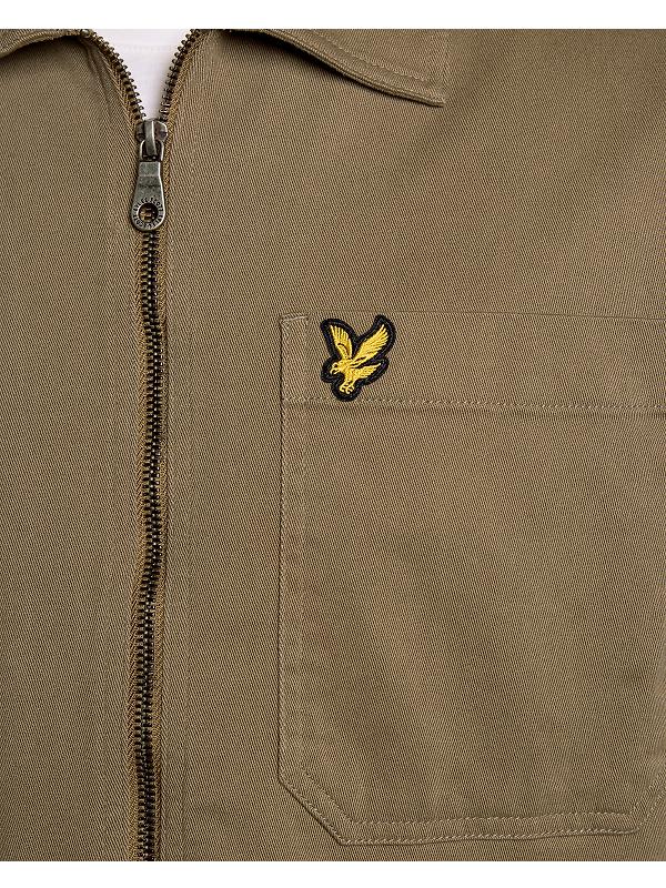 Lyle & Scott Men's Enzyme Wash Zip Through Overshirt - Khaki Ash Image 6