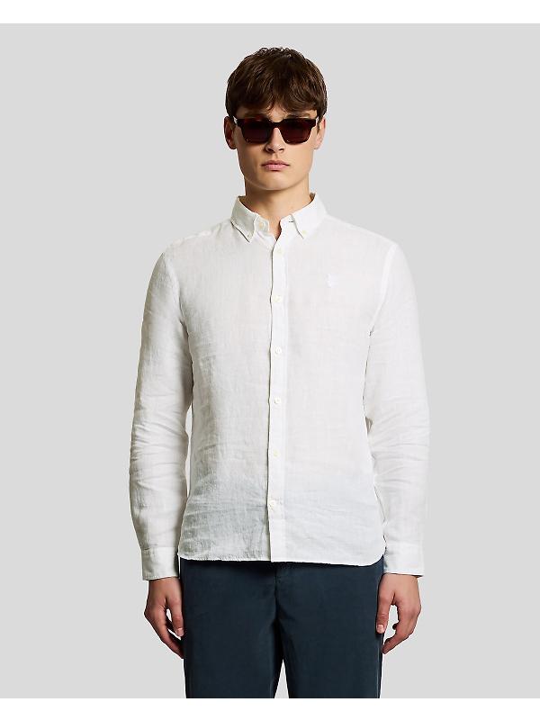 Lyle & Scott Men's Long Sleeve Linen Shirt - White Image 2