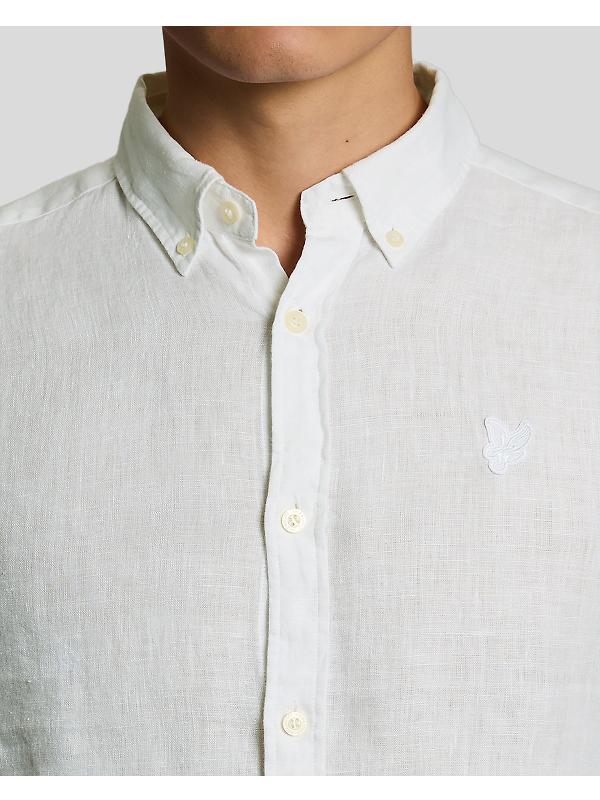Lyle & Scott Men's Long Sleeve Linen Shirt - White Image 4