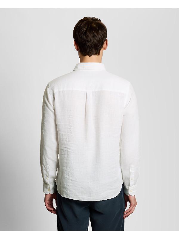 Lyle & Scott Men's Long Sleeve Linen Shirt - White Image 5
