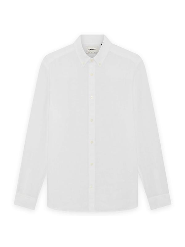 Lyle & Scott Men's Long Sleeve Linen Shirt - White Image 1