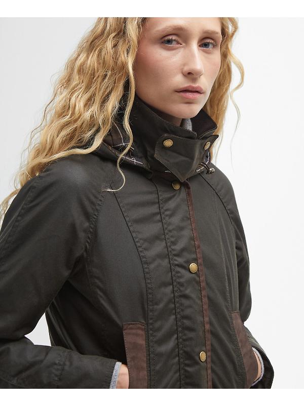 Barbour Women's Bower Wax Jacket - Olive/Classic Image 5