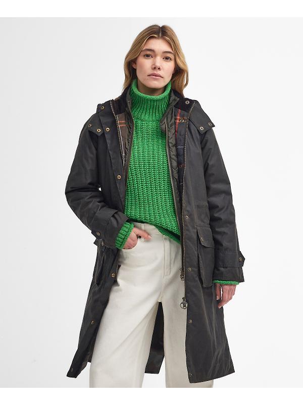 Barbour Women's Long Cannich Wax Jacket - Olive Image 3