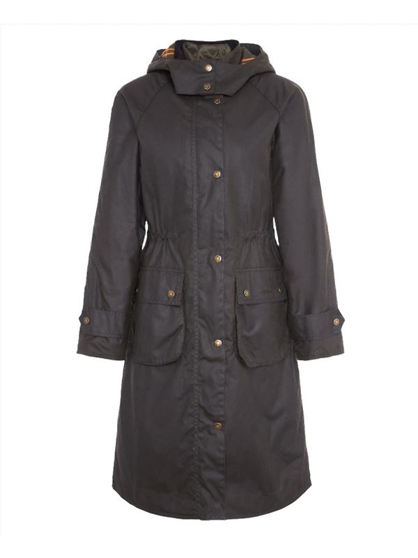Barbour Women's Long Cannich Wax Jacket - Olive Image 1
