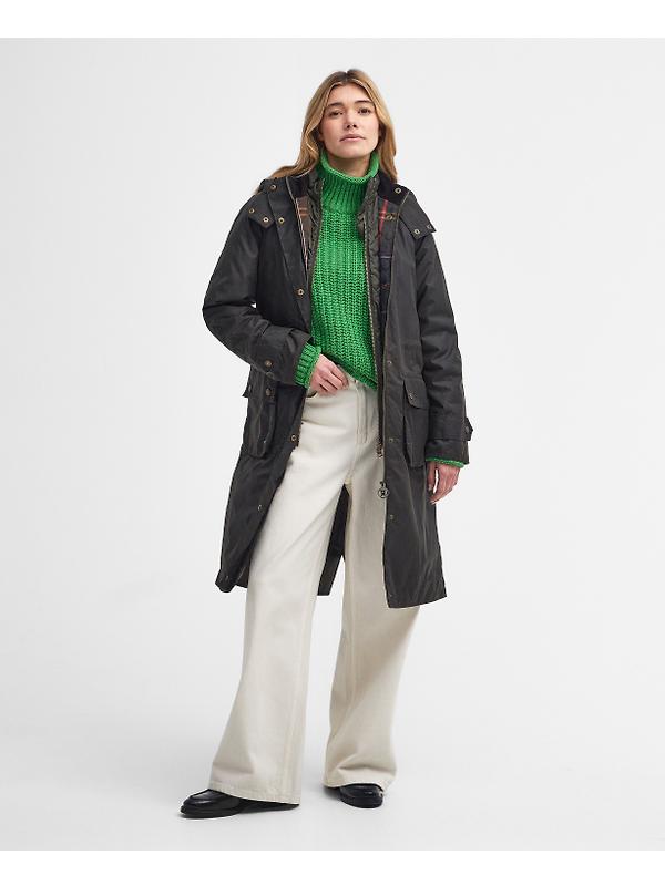 Barbour Women's Long Cannich Wax Jacket - Olive Image 2