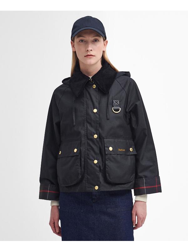 Barbour Women's Reighton Spey Wax Jacket - Black/Classic Image 2