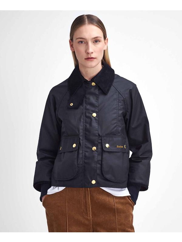Barbour Women's Cropped Beadnell Wax Jacket - Black/Classic Image 2