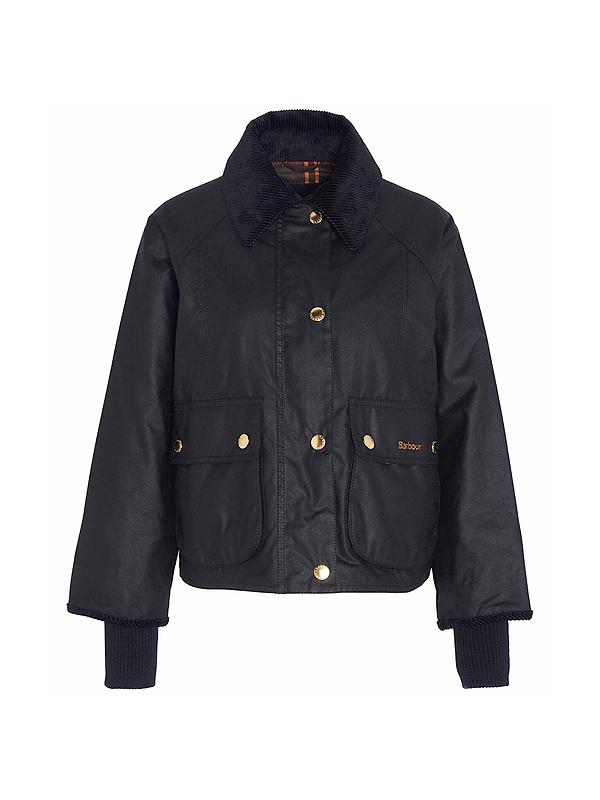 Barbour Women's Cropped Beadnell Wax Jacket - Black/Classic Image 1