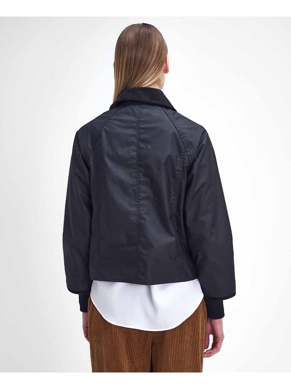 Barbour Women's Cropped Beadnell Wax Jacket - Black/Classic Image 4