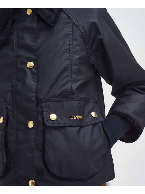 Barbour Women's Cropped Beadnell Wax Jacket - Black/Classic Image 7