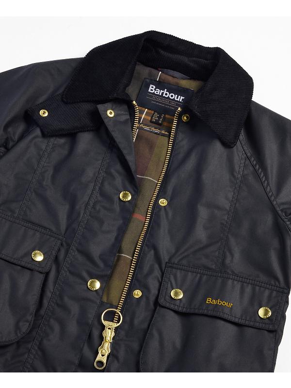 Barbour Women's Cropped Beadnell Wax Jacket - Black/Classic Image 8