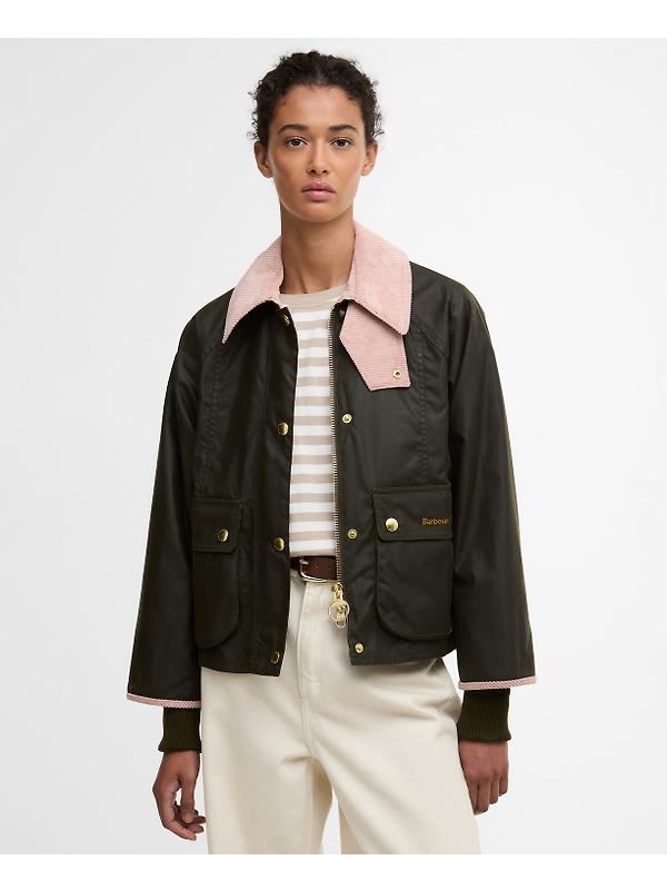 Barbour Women's Cropped Beadnell Wax Jacket - Archive Olive/Ancient/Gardenia Image 2