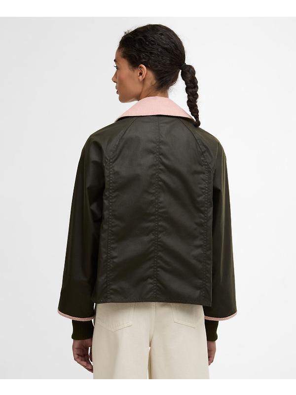 Barbour Women's Cropped Beadnell Wax Jacket - Archive Olive/Ancient/Gardenia Image 4